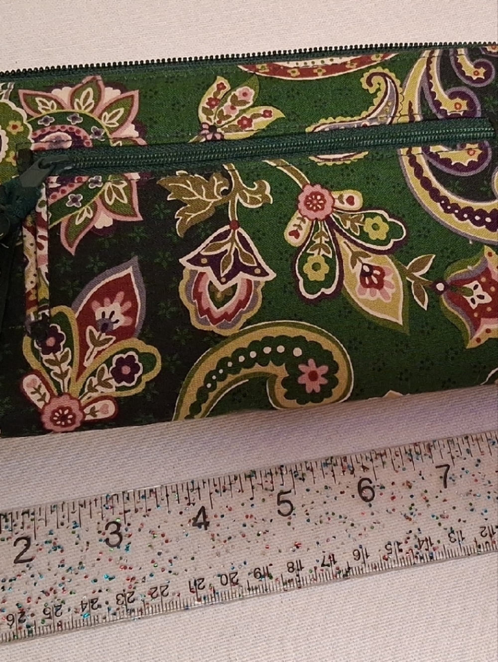 Vera Bradley Green Paisley Zip Wallet